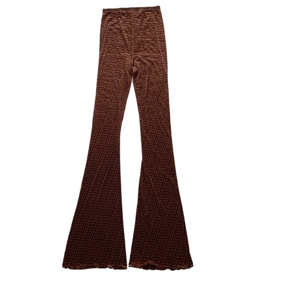 Skims Velvet Flare Legging Pant 2XS XXS Chestnut Brown Allover Logo Print Sheer - Picture 10 of 11